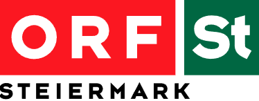 Logo des ORF Steiermark mit roten und grünen Elementen.