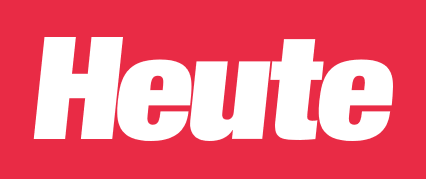 Logo von "Heute" in weißer Schrift auf rotem Hintergrund.