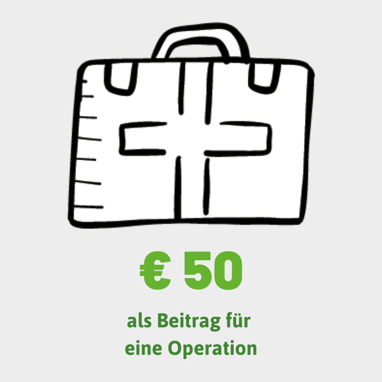 Eine einfache Zeichnung eines ersten-Hilfe-Koffers mit einem Kreuz auf der Vorderseite.
