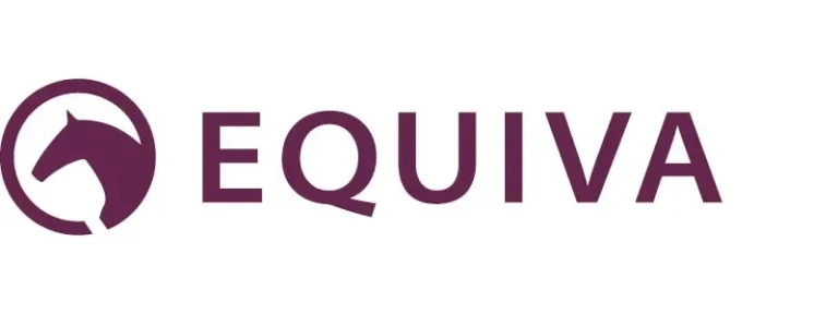 Logo von Equiva mit stilisiertem Pferdekopf in lila und Schriftzug.